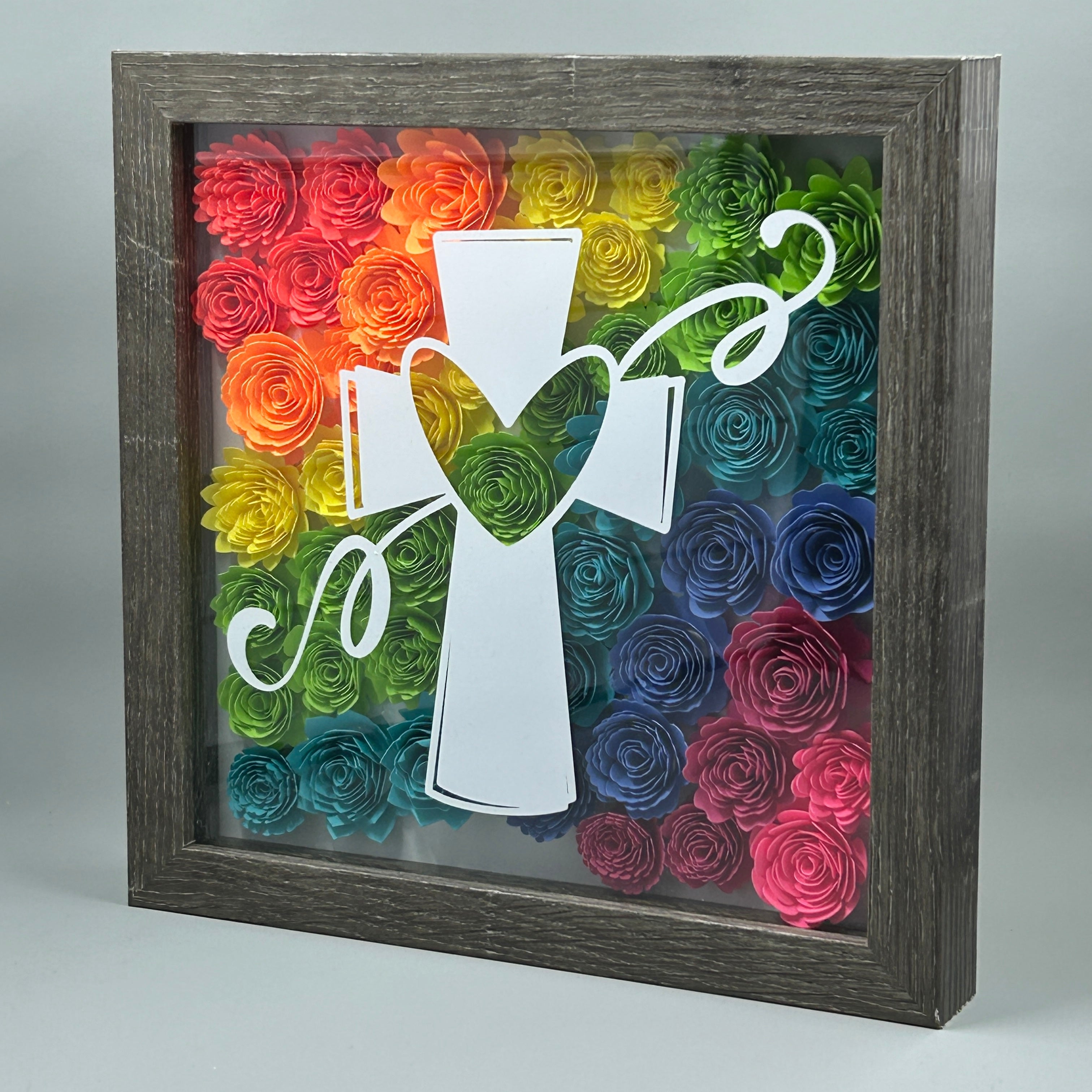 Rainbow Heart Cross