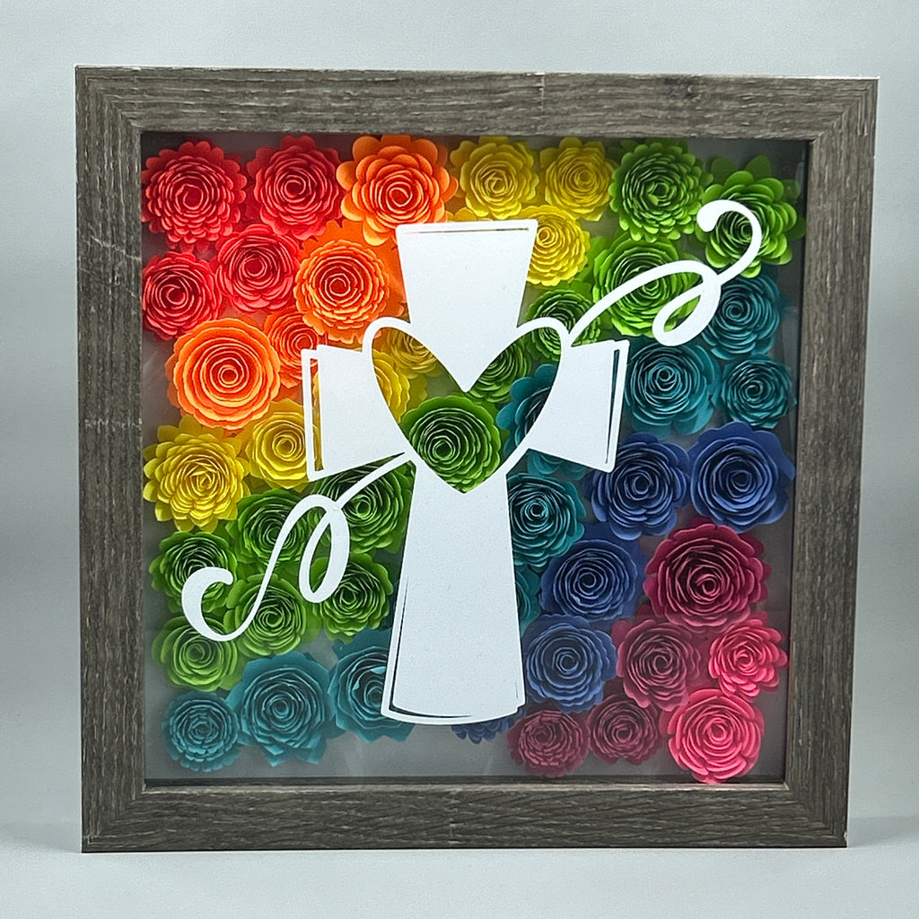 Rainbow Heart Cross