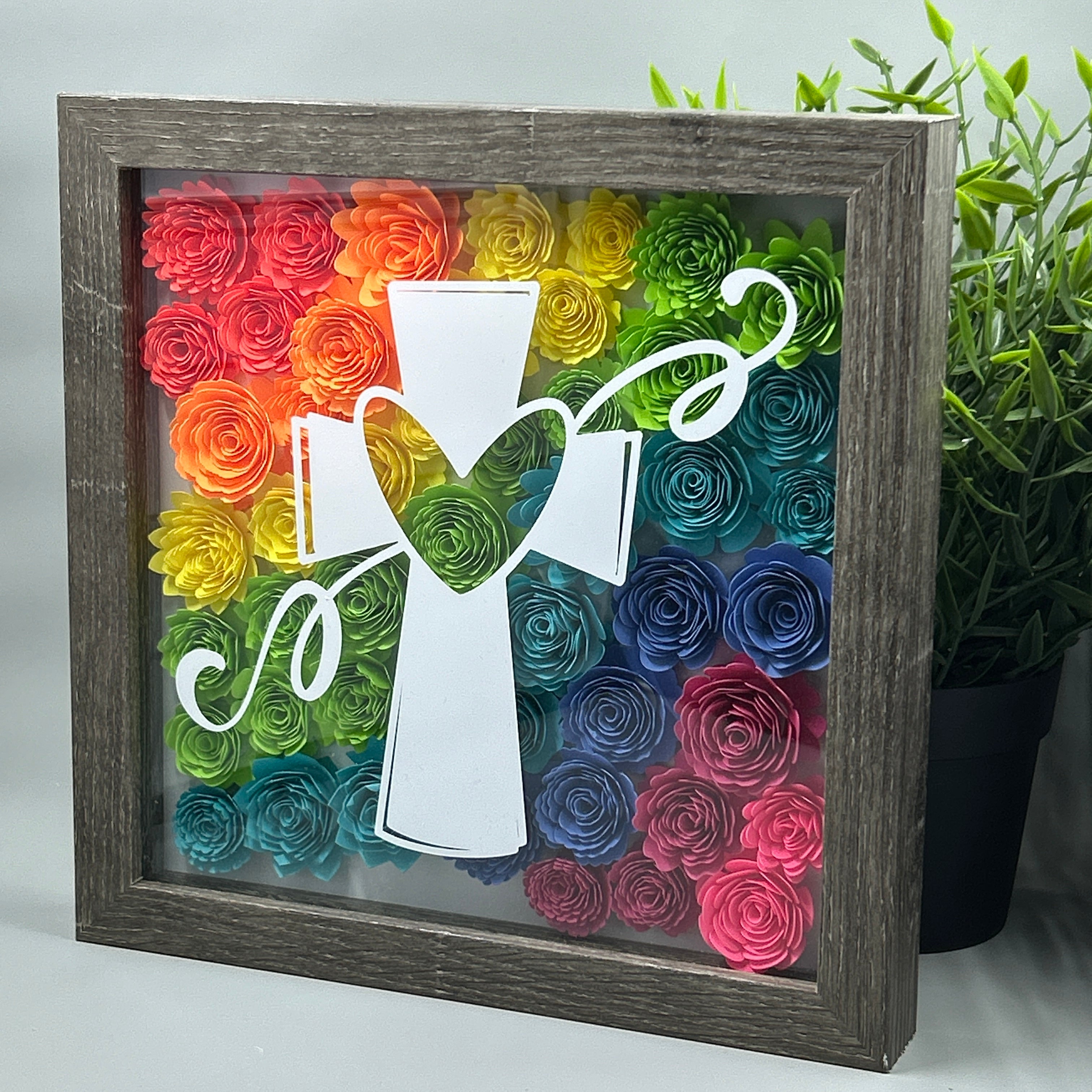 Rainbow Heart Cross