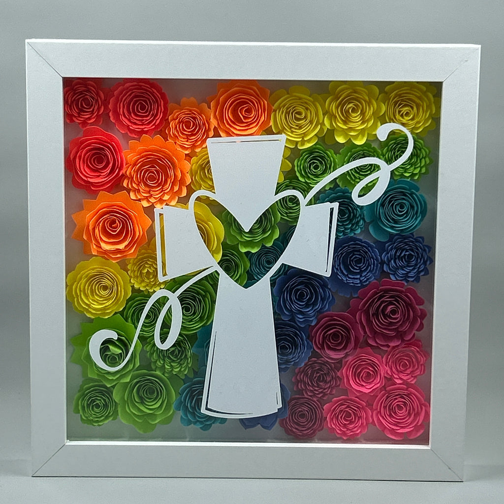 Rainbow Heart Cross