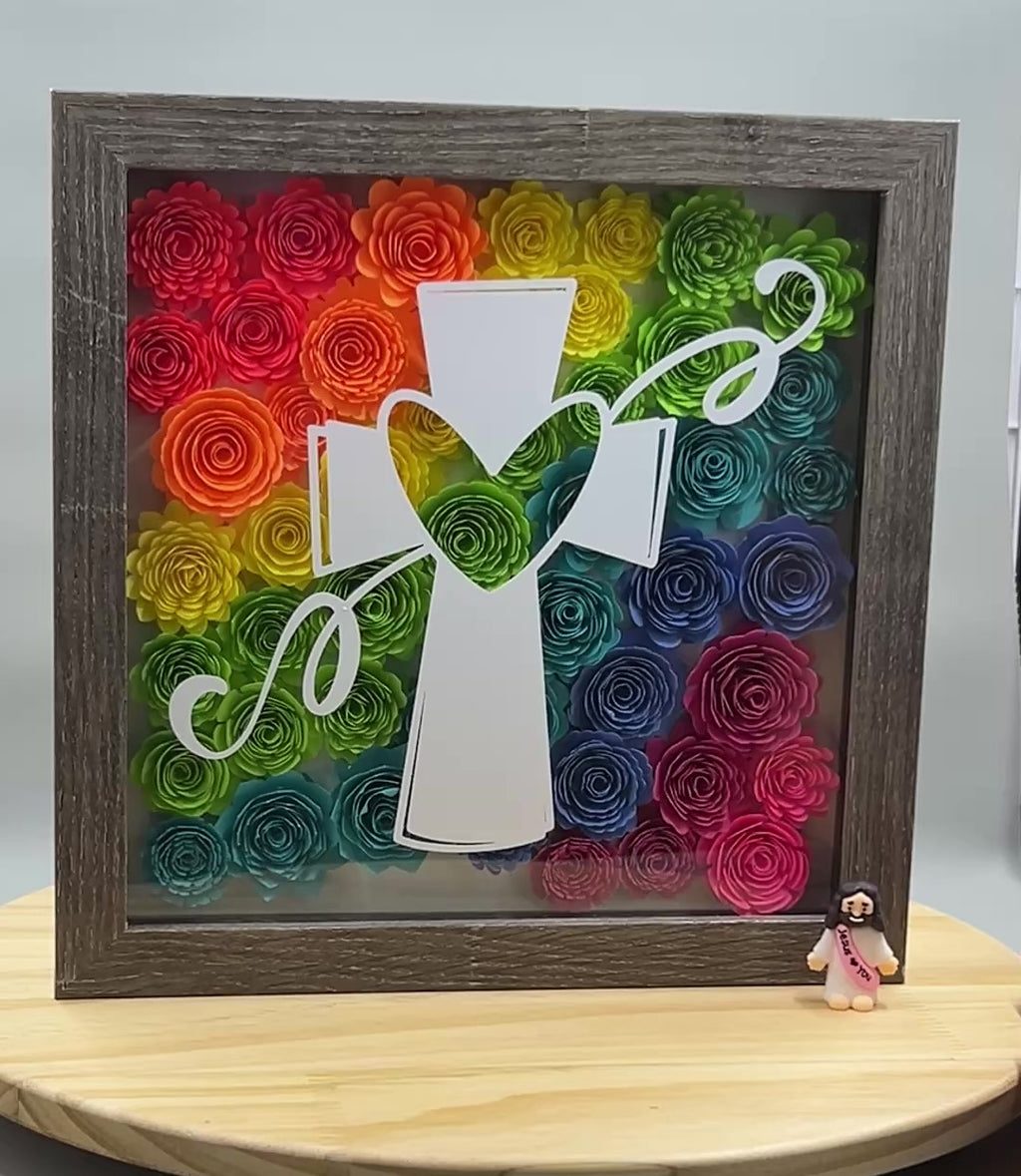 Rainbow Heart Cross