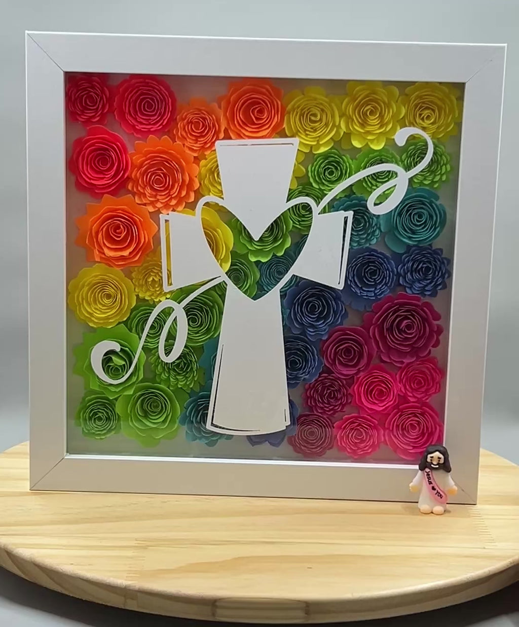 Rainbow Heart Cross