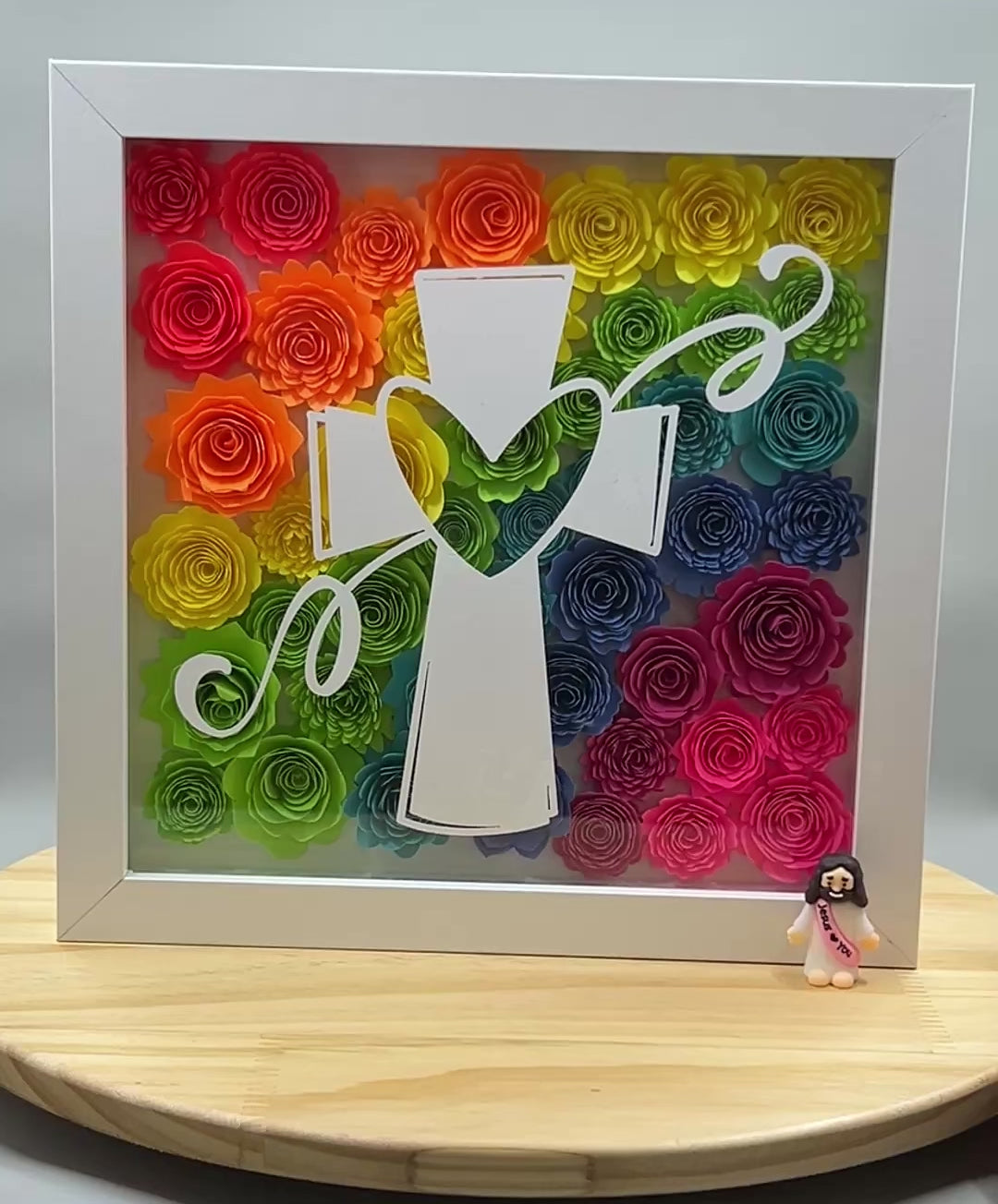 Rainbow Heart Cross